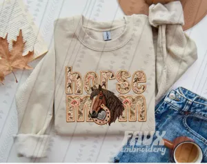 Fur Mom Horse Sweatshirt  - Natural Stone