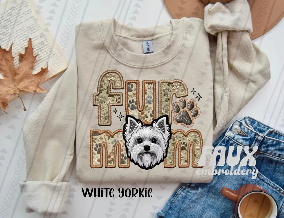 Fur Mom White Yorkie Dog  Sweatshirt  - Natural Stone