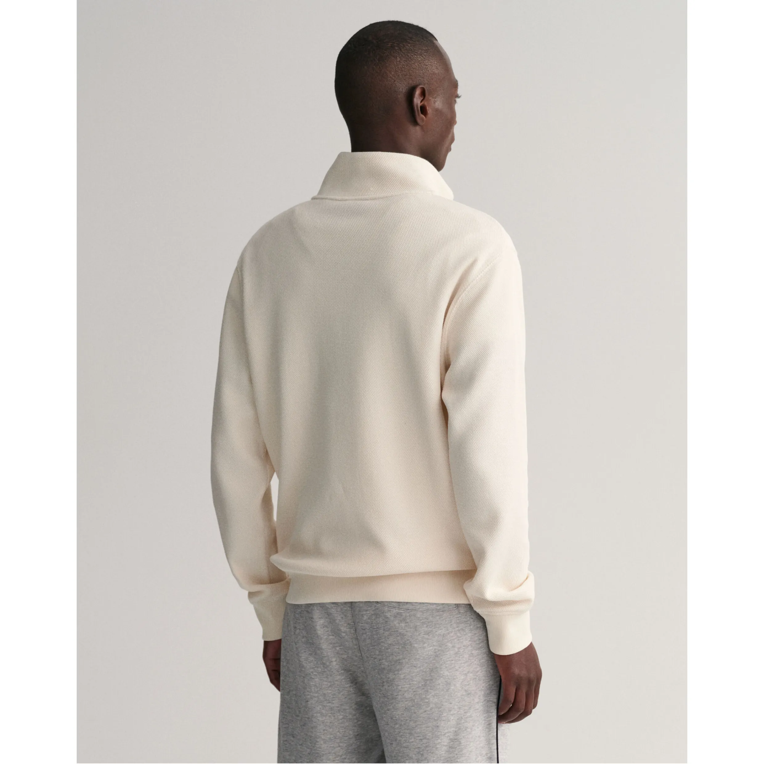 GANT Waffle Texture Half-Zip Sweater Cream 2026046