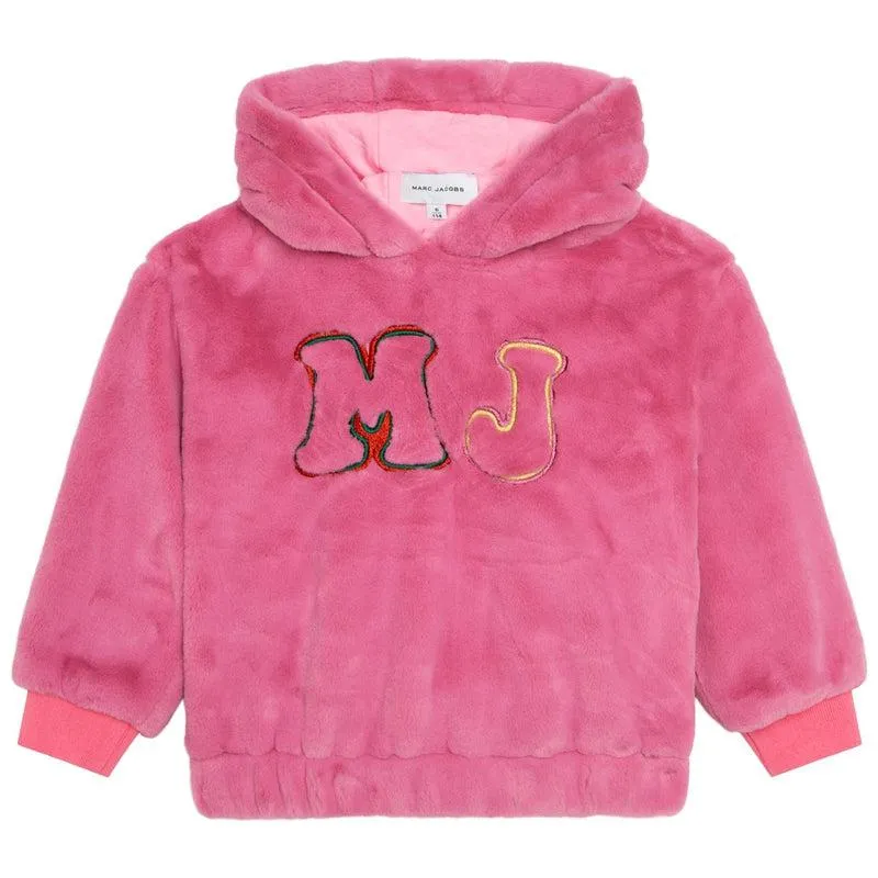 Girls Pink Mj Faux Fur Hoodie