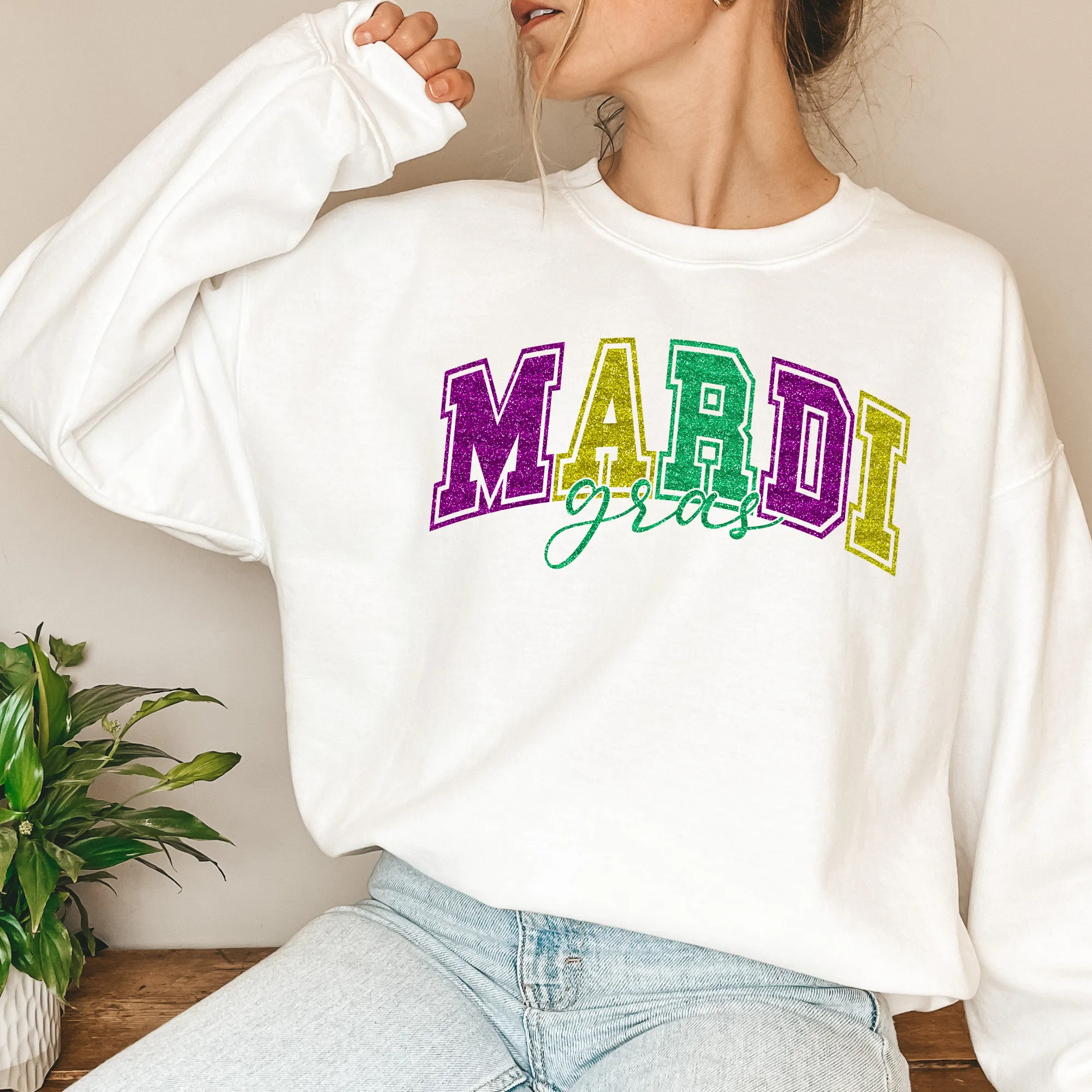 Glitter Mardi Gras Sweatshirt