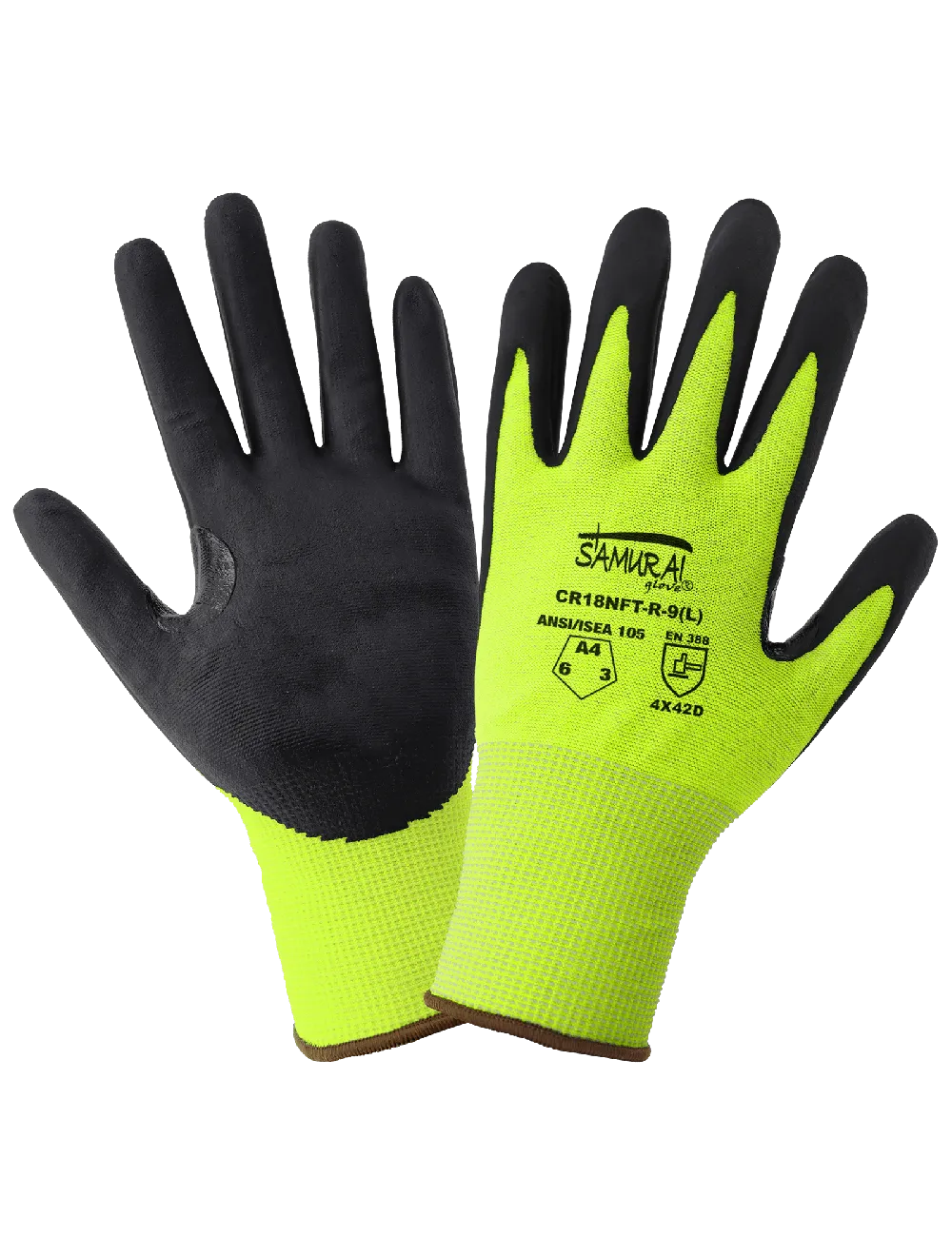 Global Glove Samurai Tuffalene UHMWPE Gloves with Reinforced Thumb Crotch - Black/Green