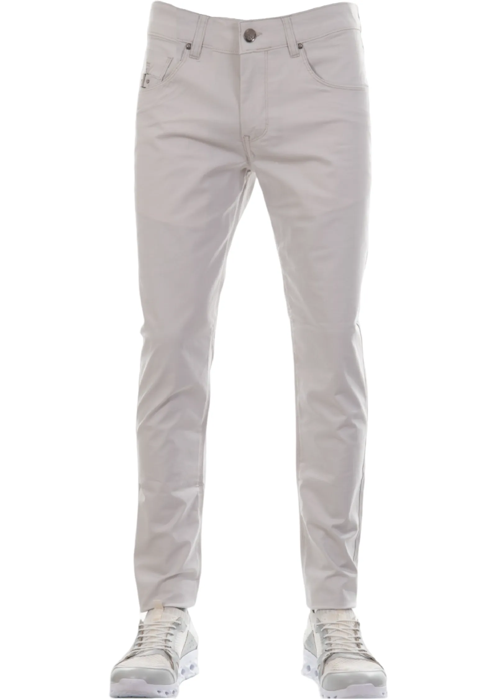 Gray Buckle Tech Cotton Pants