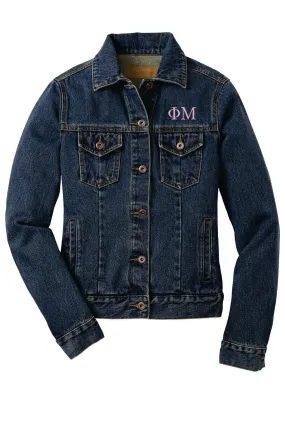 Greek Stonewashed Indigo Denim Jacket, Embroidered Greek Letters - Port Authority J7620 - EMB