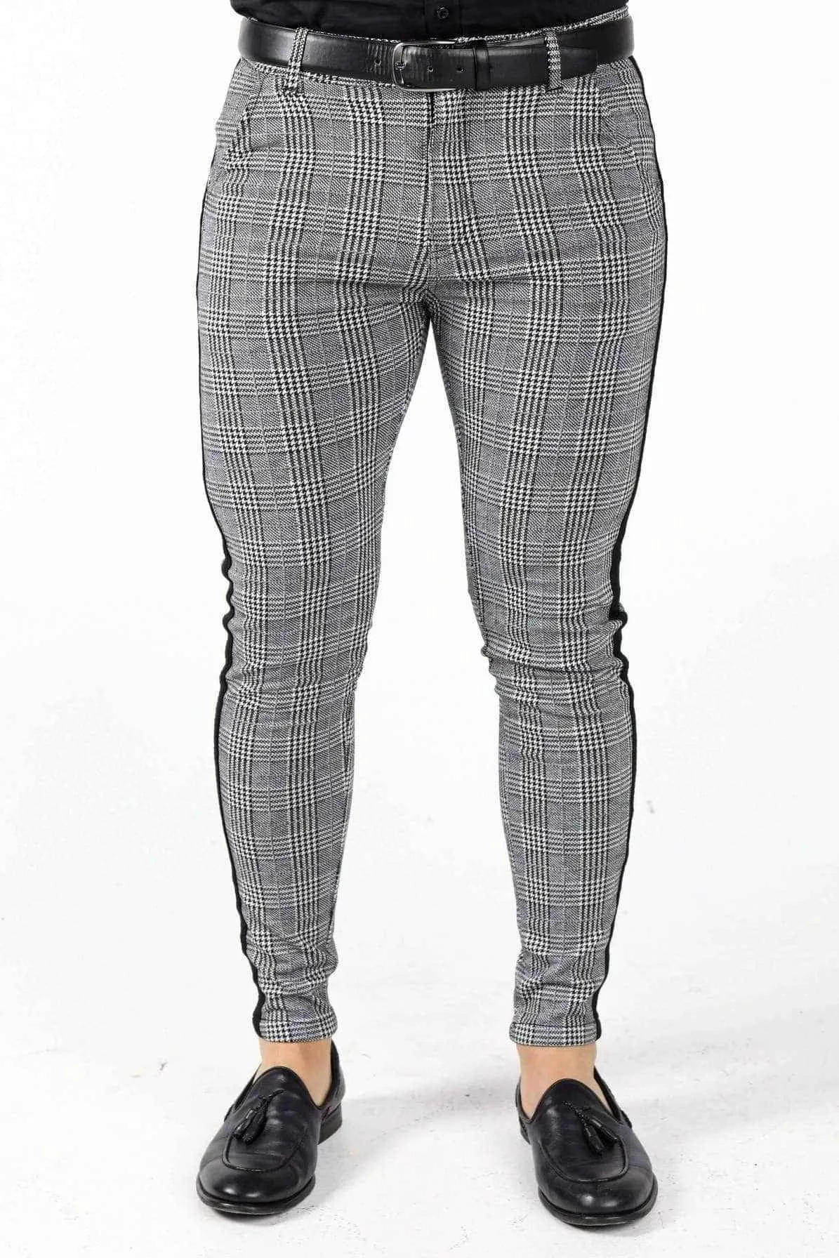 Grey & Black Plaid Pants