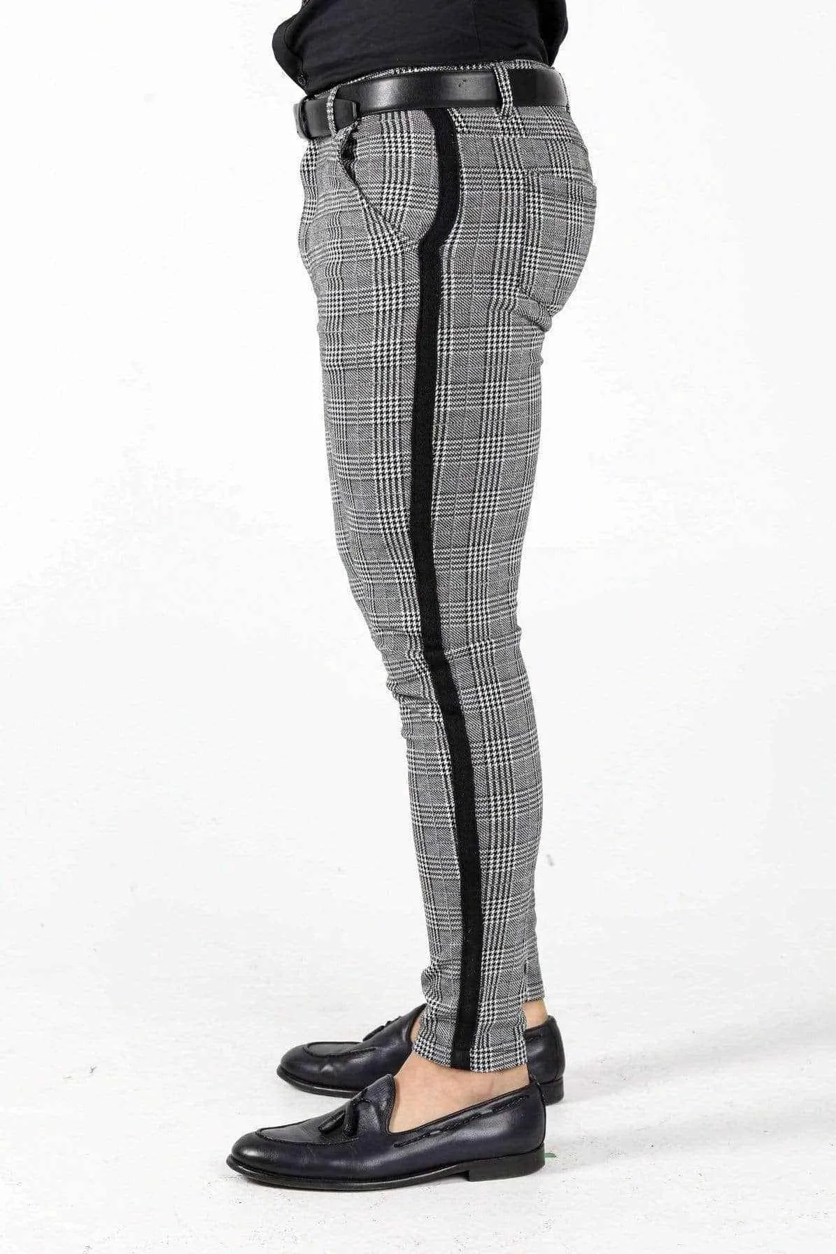 Grey & Black Plaid Pants