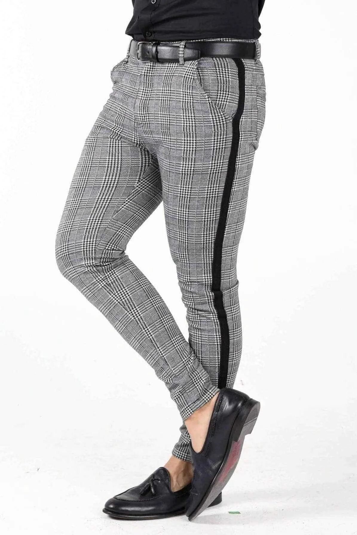 Grey & Black Plaid Pants