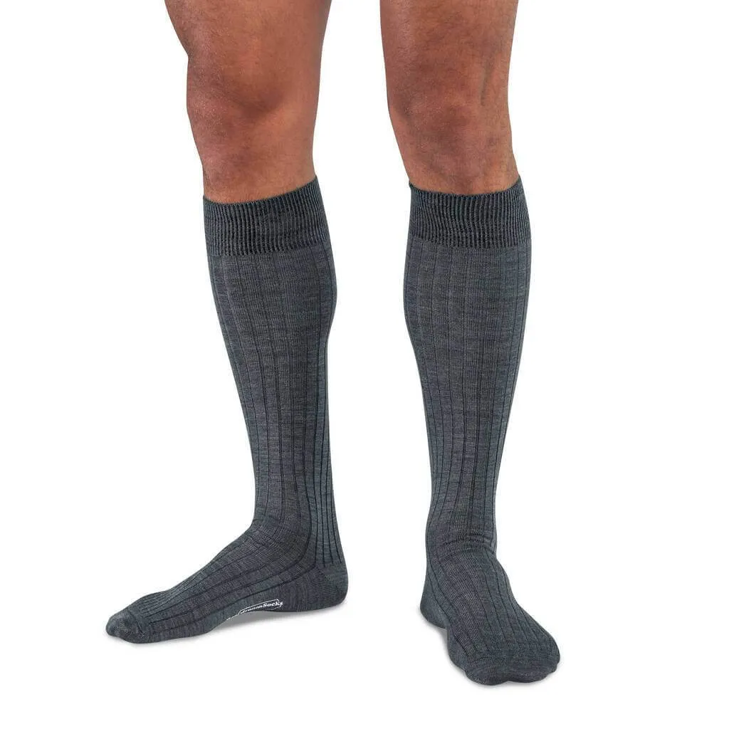 Grey Heather Merino Wool Over the Calf Dress Socks