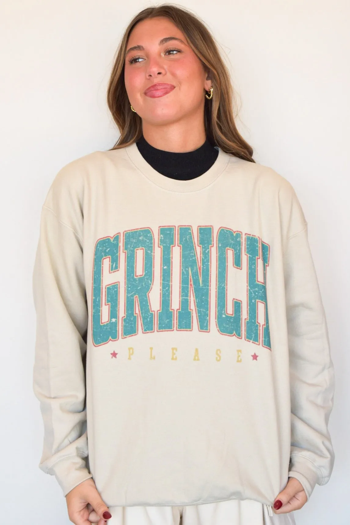 Grinch Please Graphic Sweatshirt