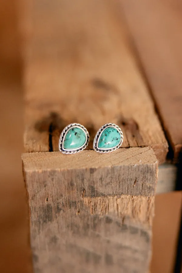 Harvard Turquoise Teardrop Stud Earrings