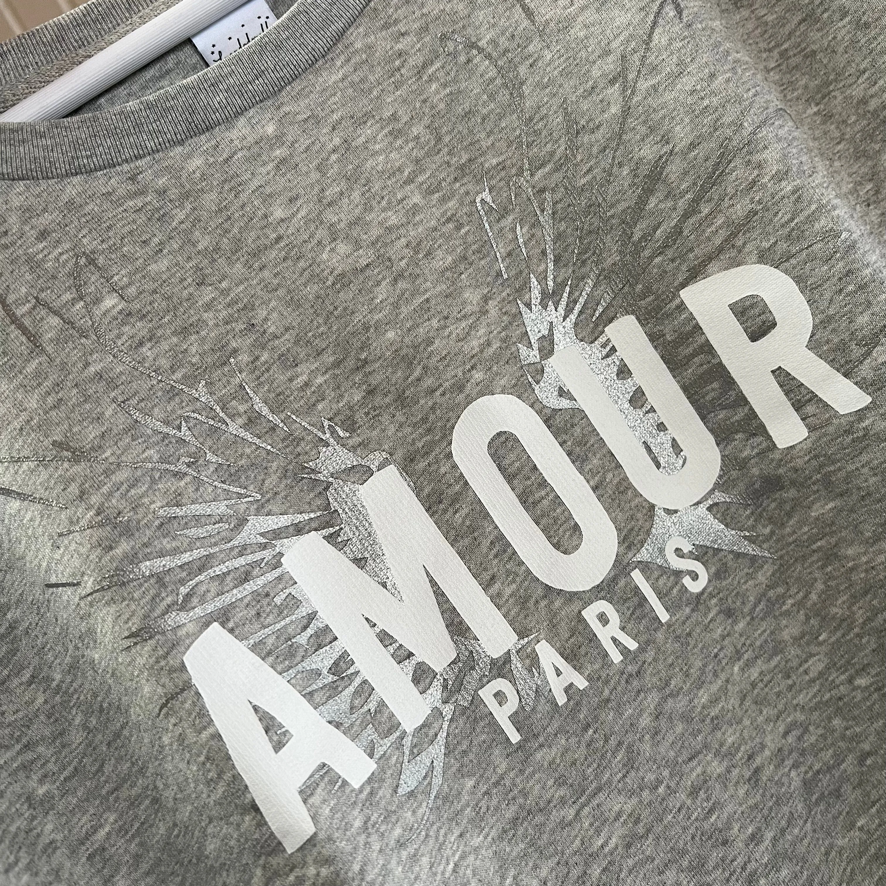 Heather grey AMOUR silver wings sweatshirt *NEW*