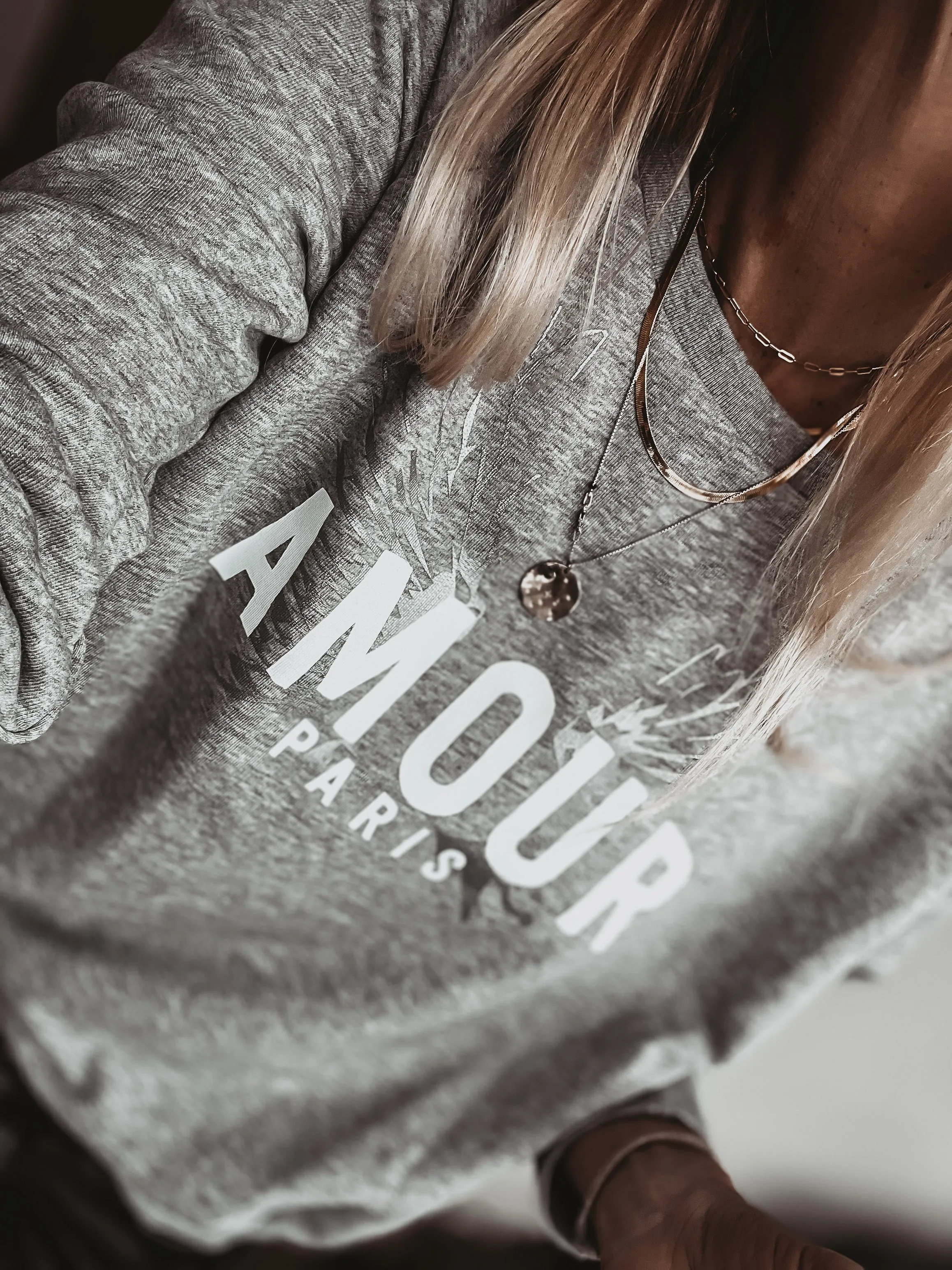 Heather grey AMOUR silver wings sweatshirt *NEW*