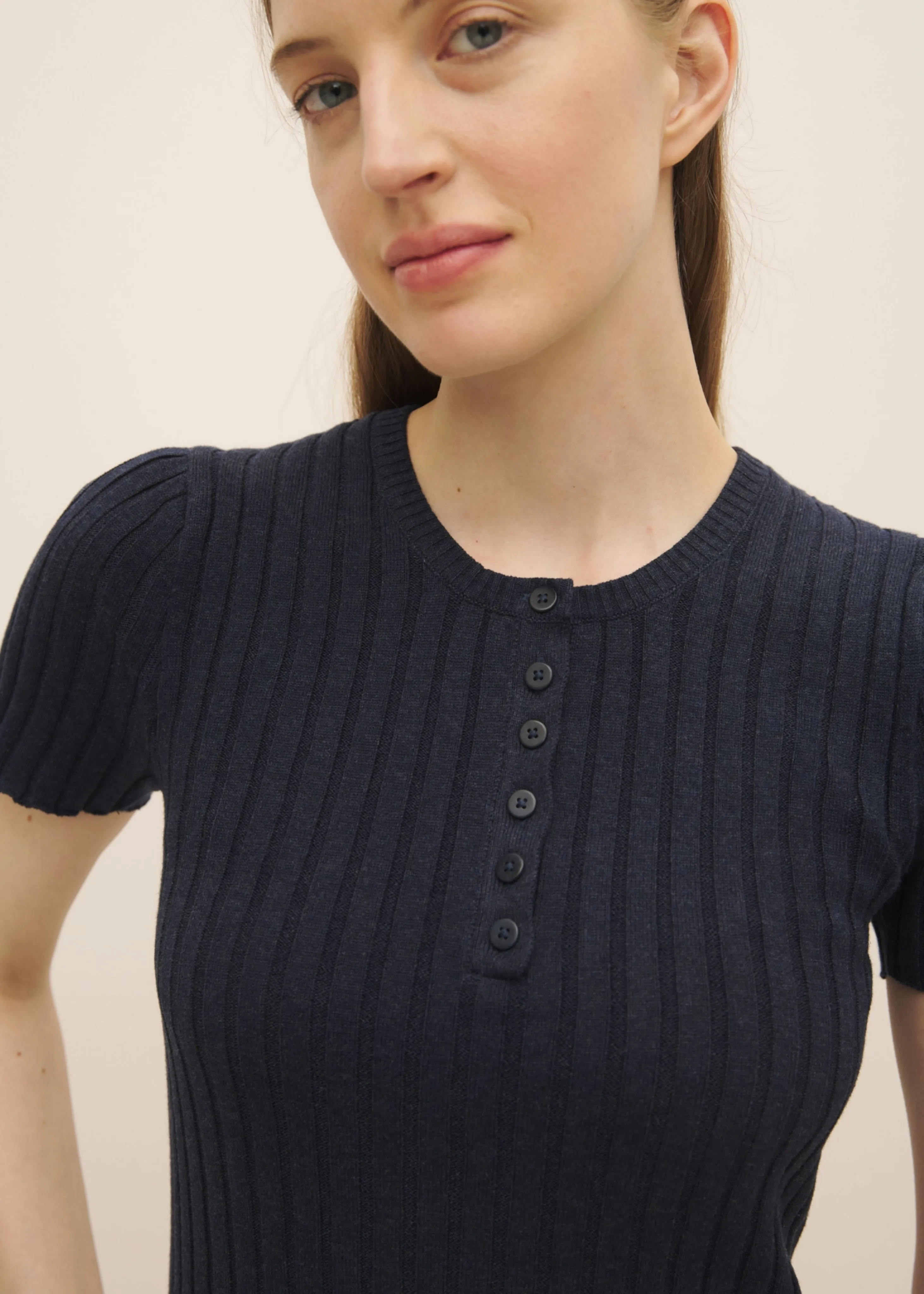 Henley knit top