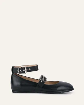 HERA CASUAL FLATS BLACK LEATHER