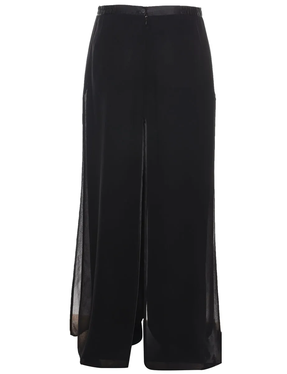 High Waist Black Culotte Trousers - W30 L29