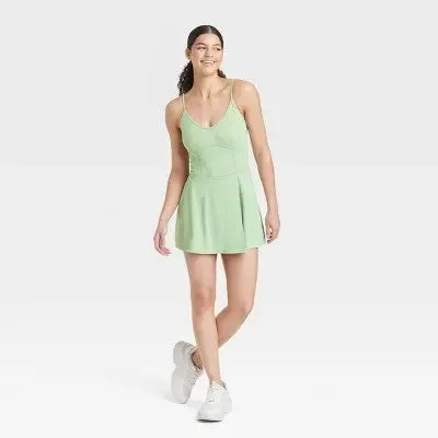 JoyLab Women's Corset Detail Active Mini Dress: Moisture-Wicking Built-In Shorts