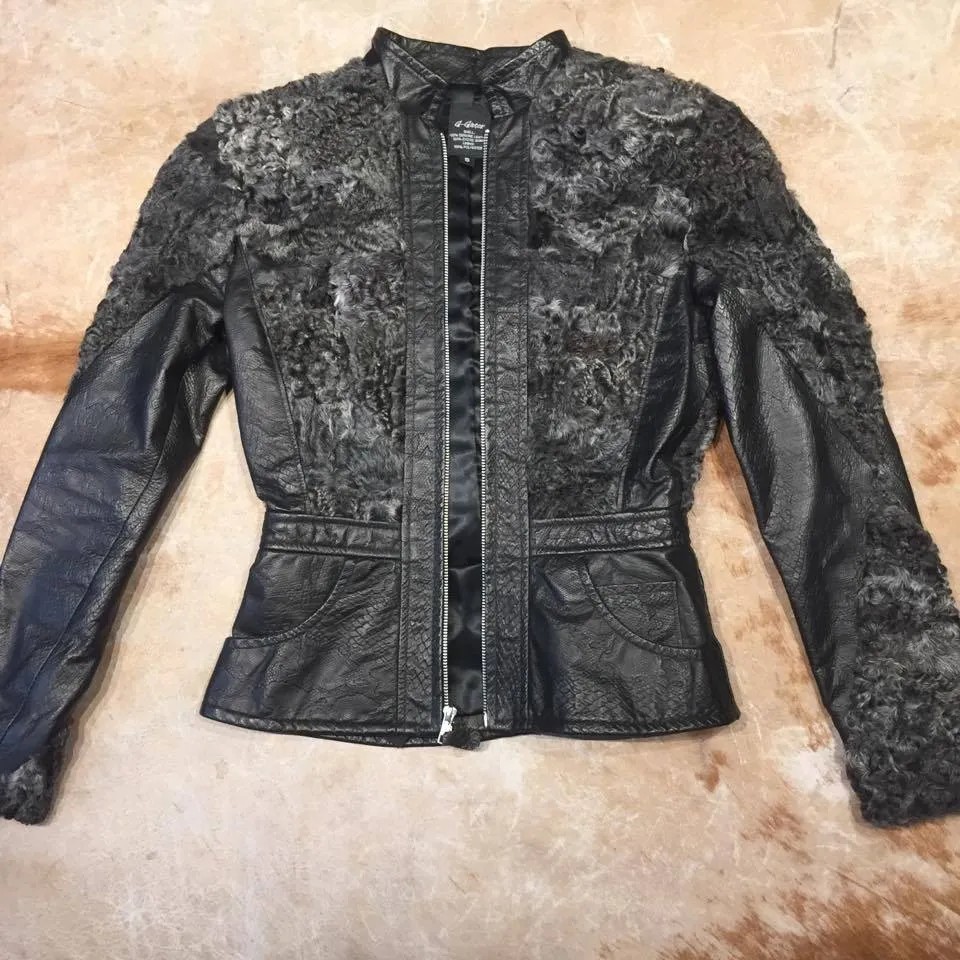 Kashani Ladies Persian Lamb Shearling Python Embossed Jacket