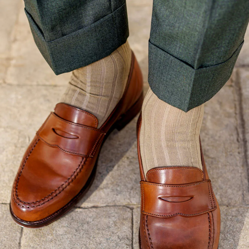 Khaki Cotton Over the Calf Dress Socks