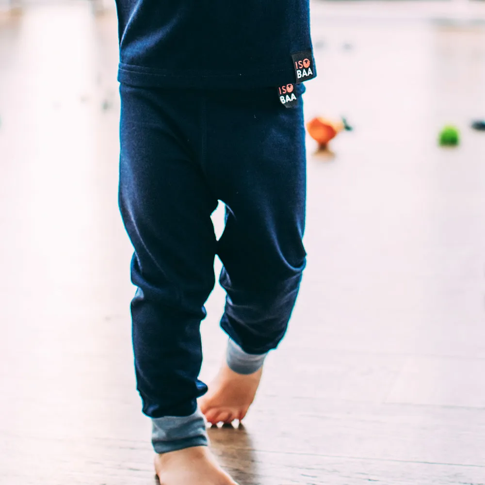 Kids Merino Blend 200 Leggings (Navy/Sky)