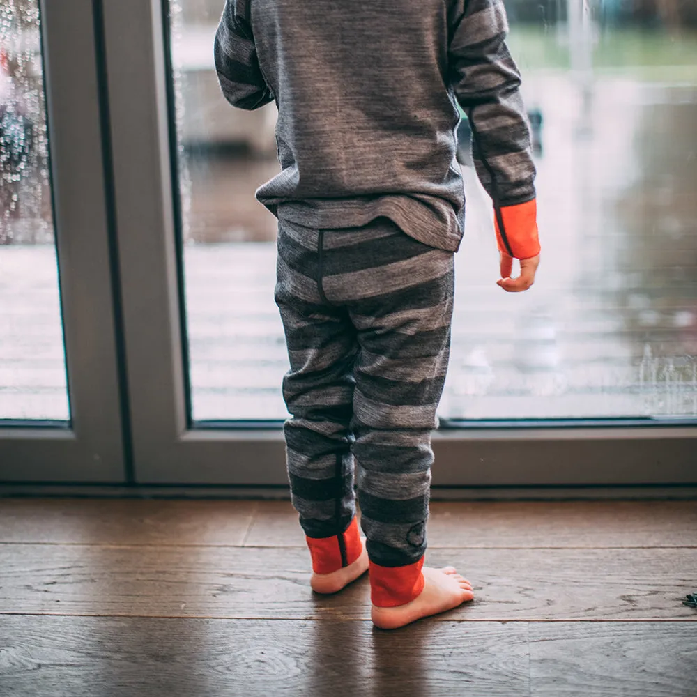 Kids Merino Blend 200 Leggings (Stripe Charcoal/Smoke)