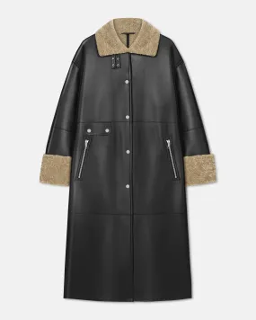 Liesel - Bonded Shearling Coat - Cornstalk/Black