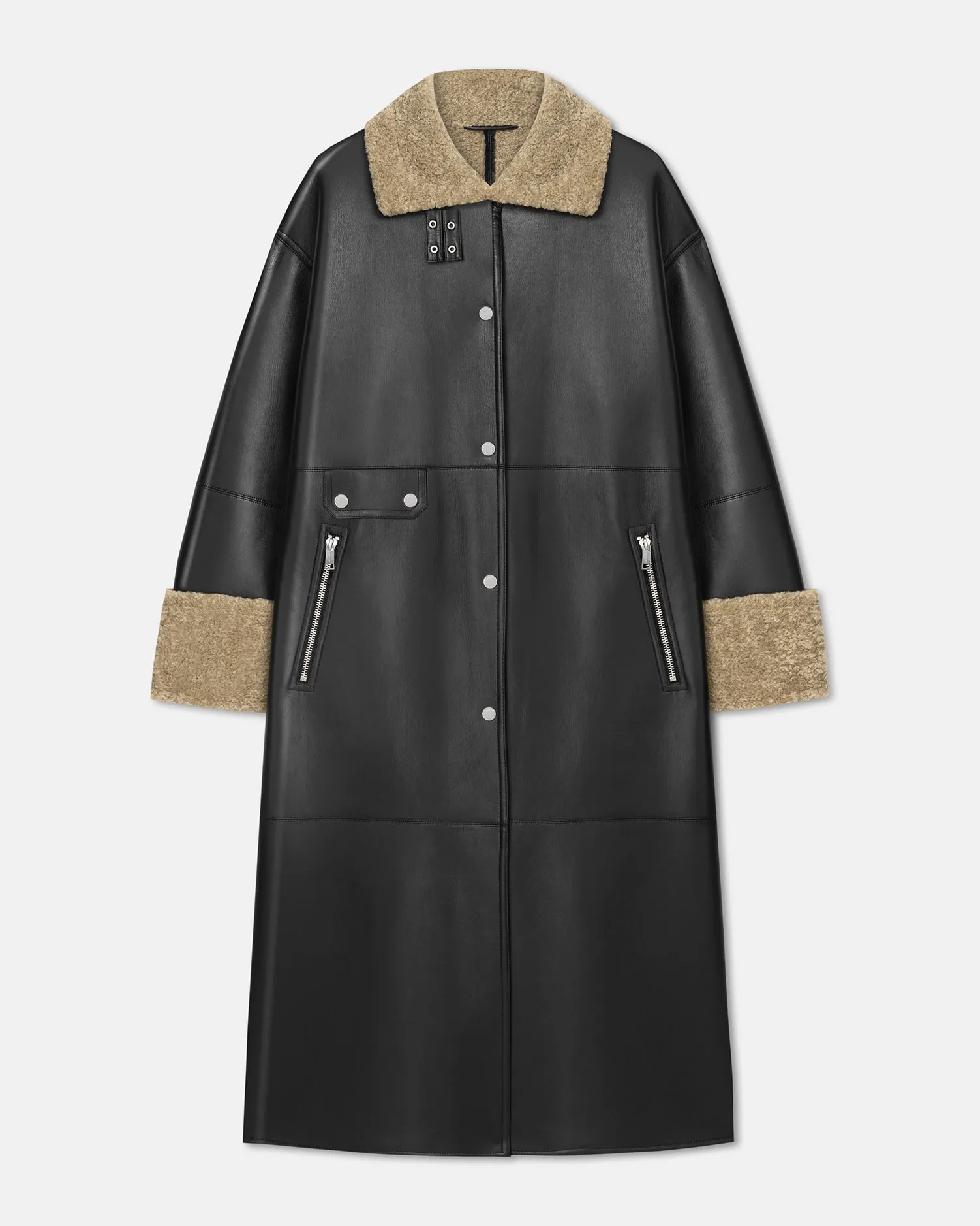 Liesel - Bonded Shearling Coat - Cornstalk/Black