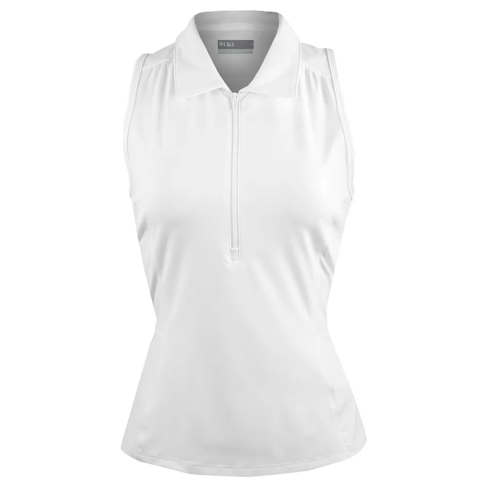 Lija Women's Engage Knit Pindot Polo - White