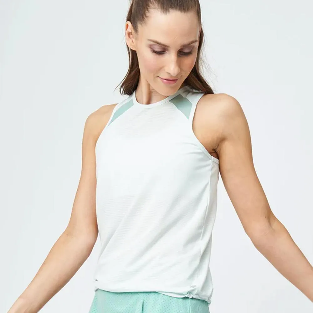 Lija Women's New Rules Press Tank - White/Aqua