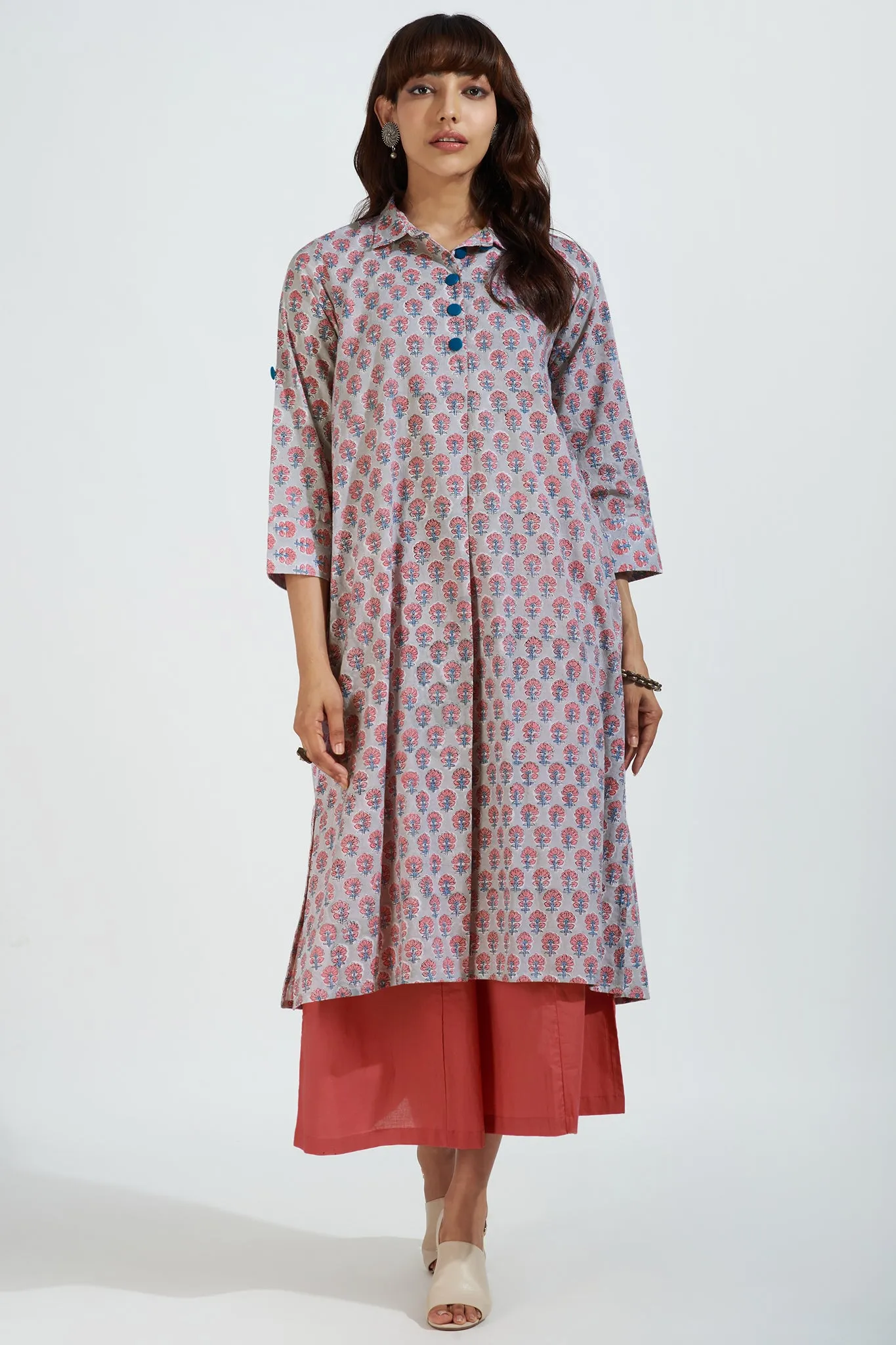 long shirt dress - misty rose & whispering ash