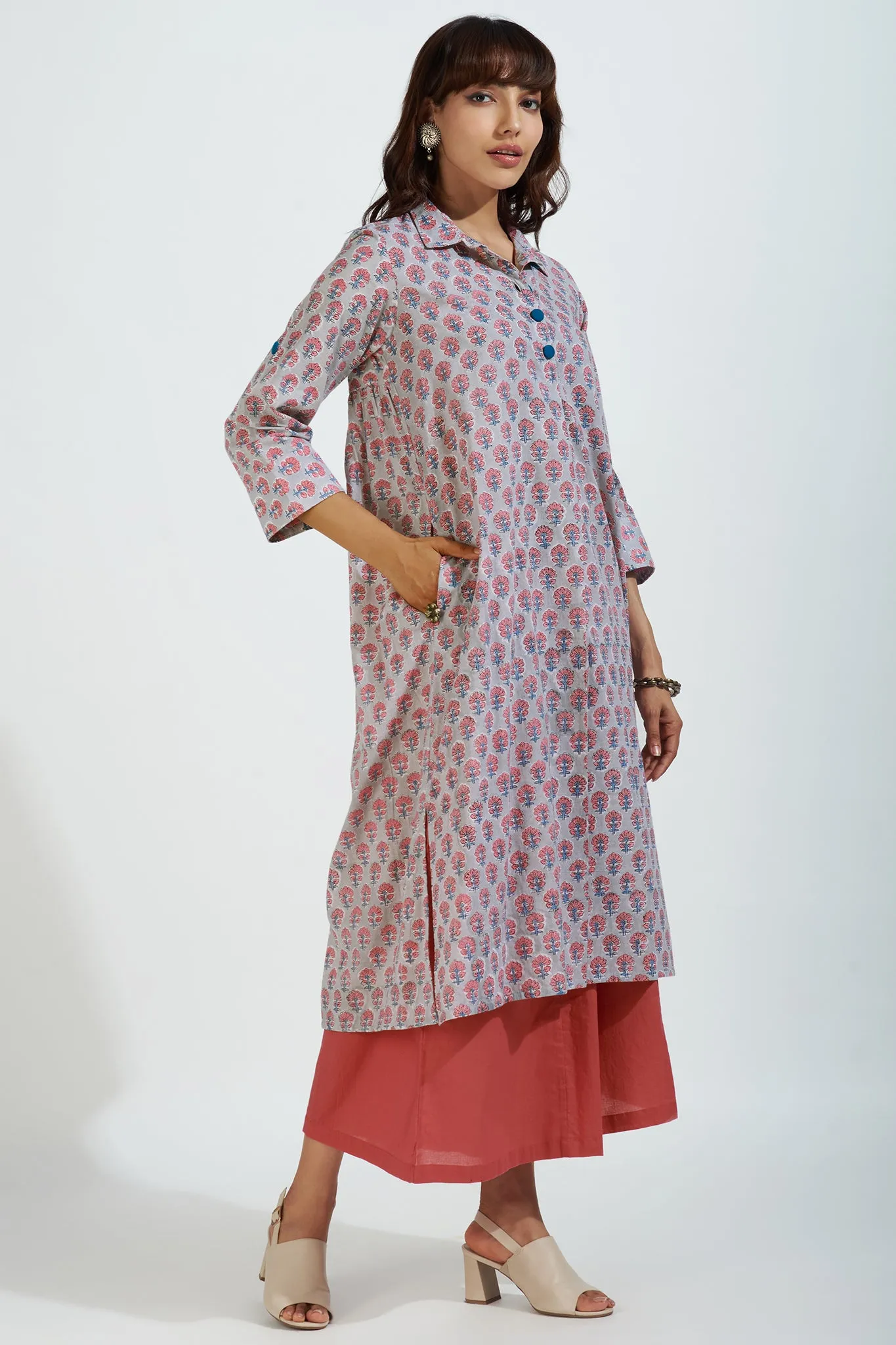 long shirt dress - misty rose & whispering ash