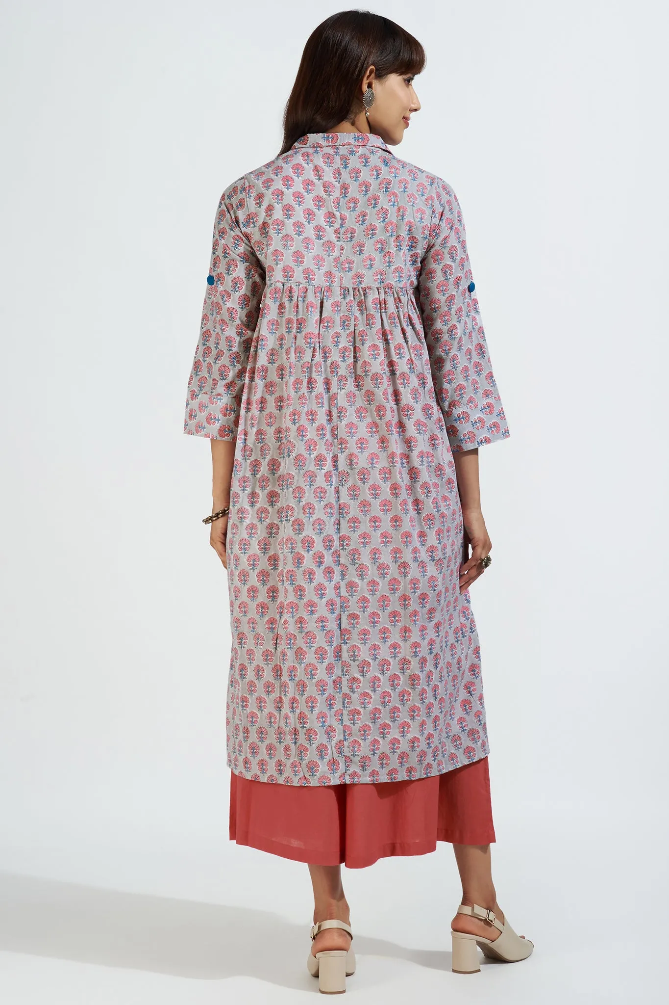 long shirt dress - misty rose & whispering ash