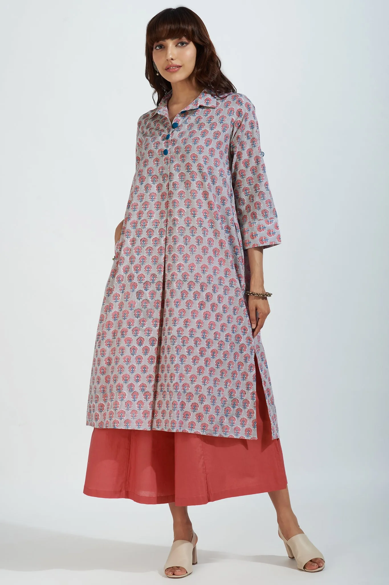 long shirt dress - misty rose & whispering ash