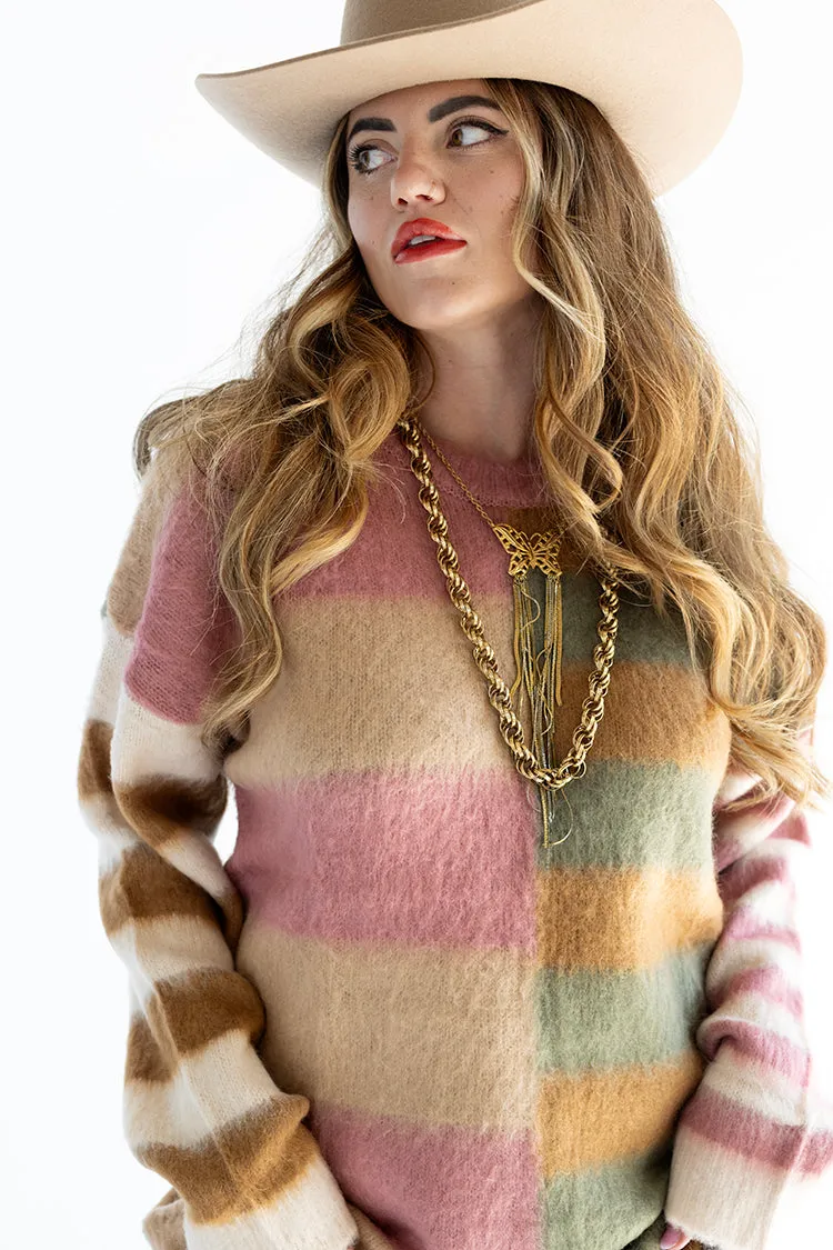 Longline Multi-Color Striped Sweater