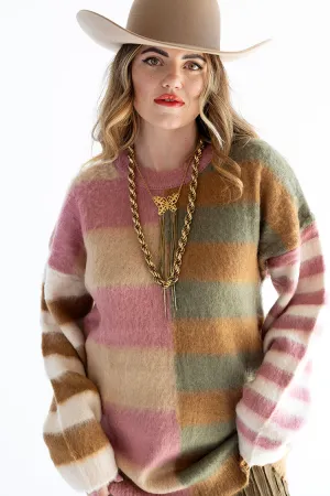 Longline Multi-Color Striped Sweater