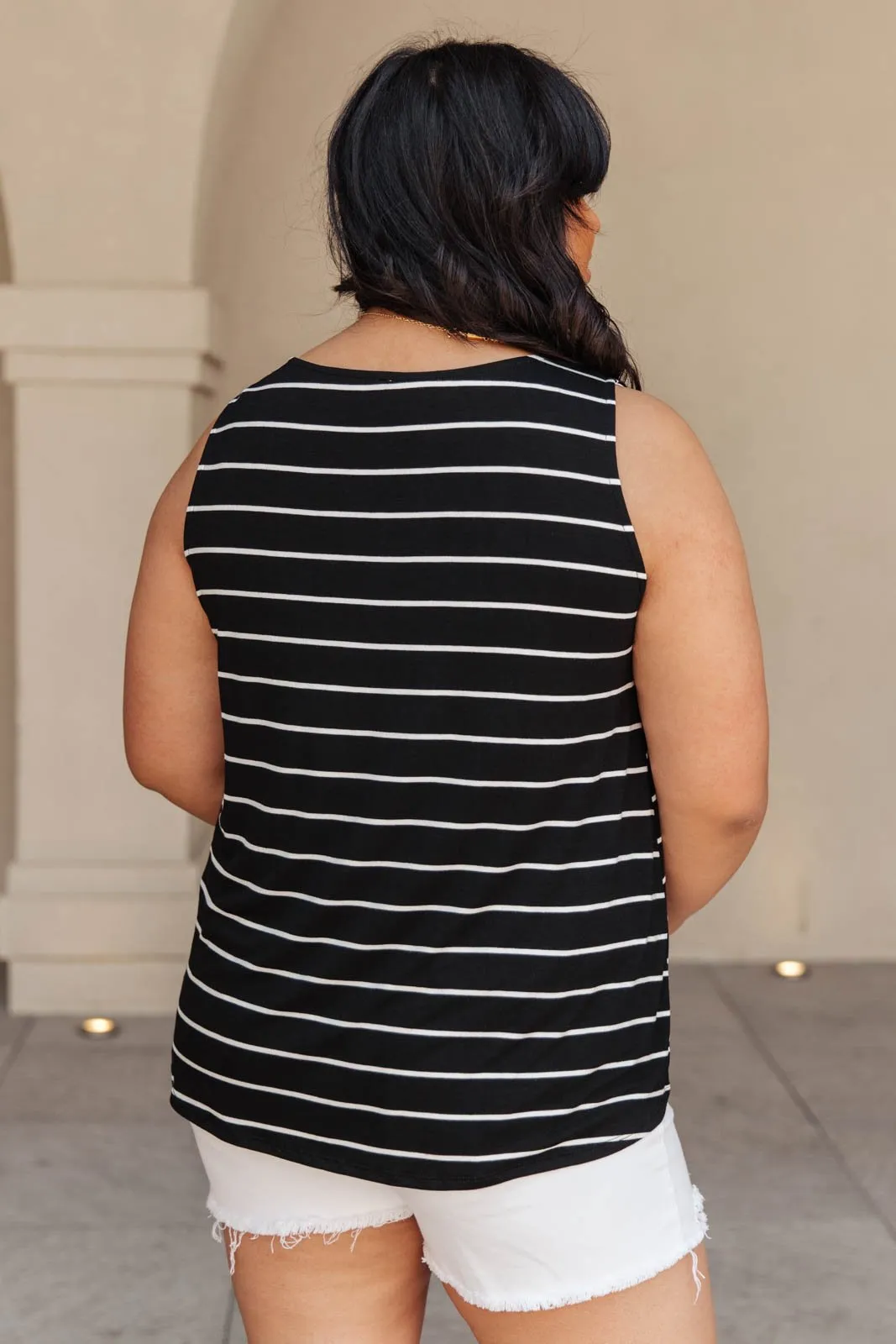 Marina Stripe Tank in Black