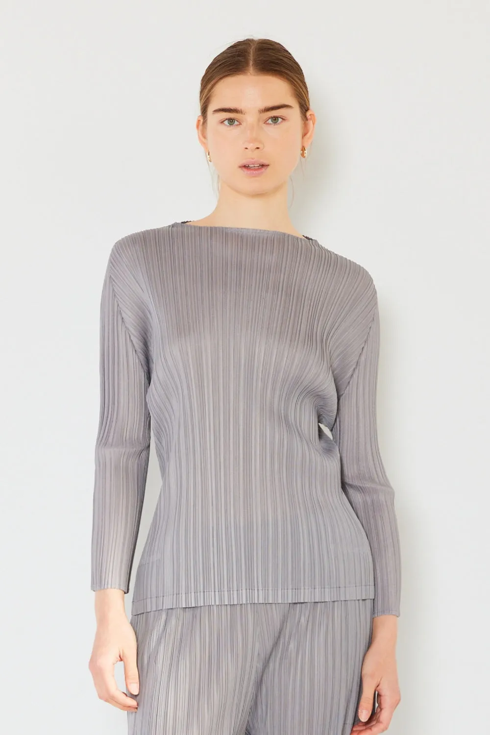 Marina West Swim Pleated Long Sleeve Boatneck Top