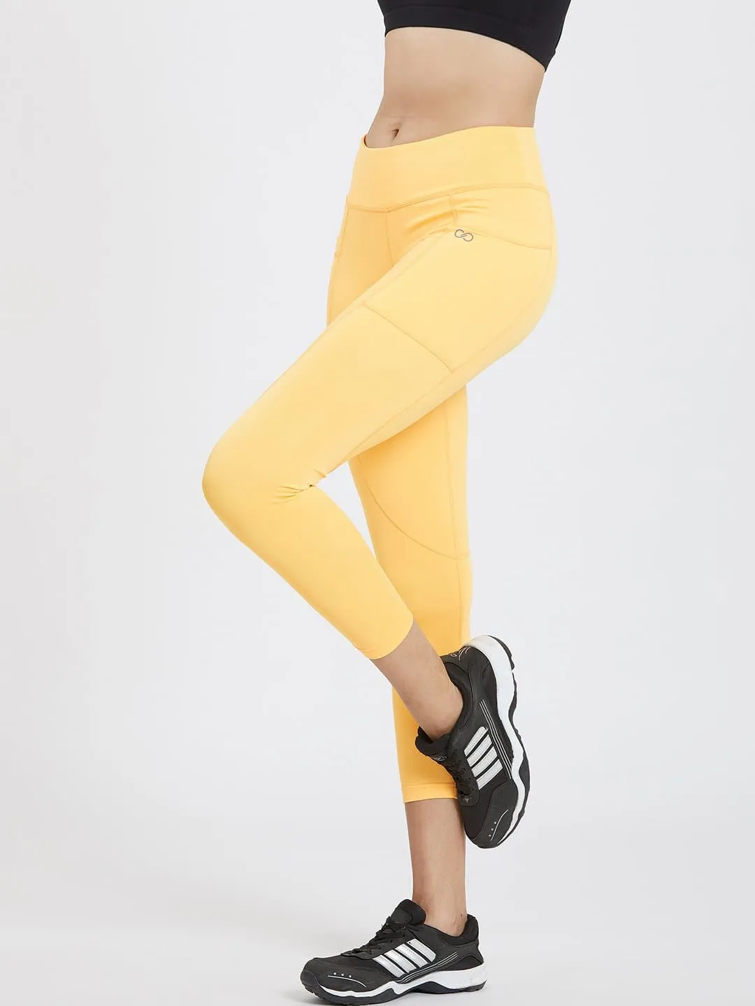 Maxtreme Power me Saffron Yellow Ankle Pockets Leggings