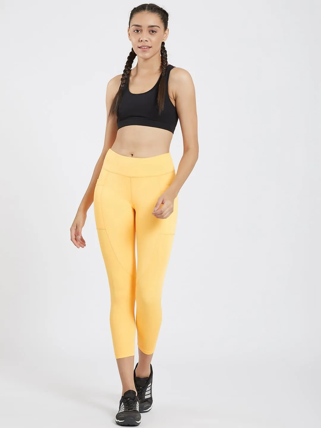 Maxtreme Power me Saffron Yellow Ankle Pockets Leggings