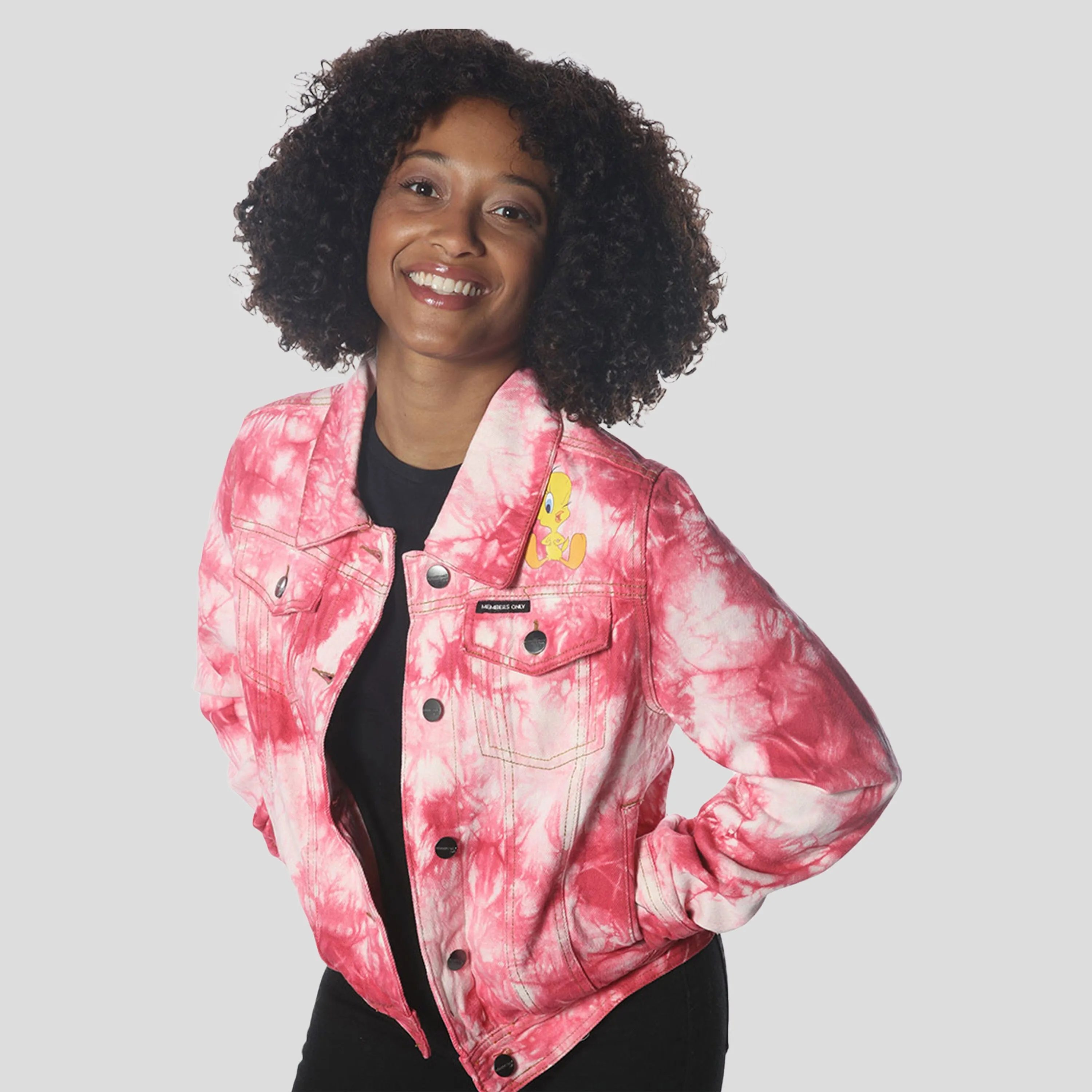 Members Only Women's Bull Denim Looney Tunes Trucker Jacket