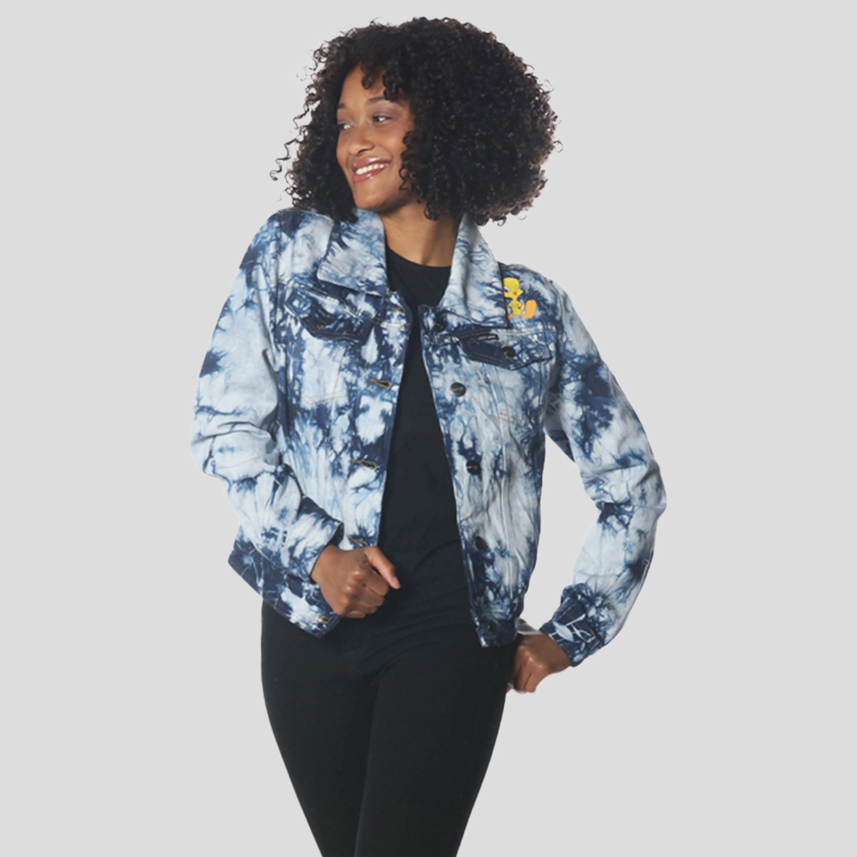 Members Only Women's Bull Denim Looney Tunes Trucker Jacket