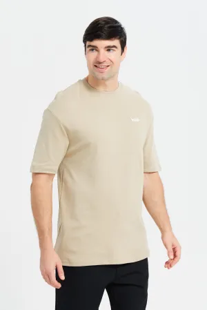 Men Beige Soft Touch Oversize T-Shirt