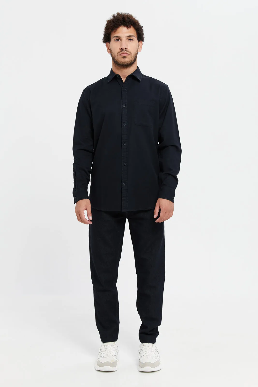 Men Black Cotton Shirt