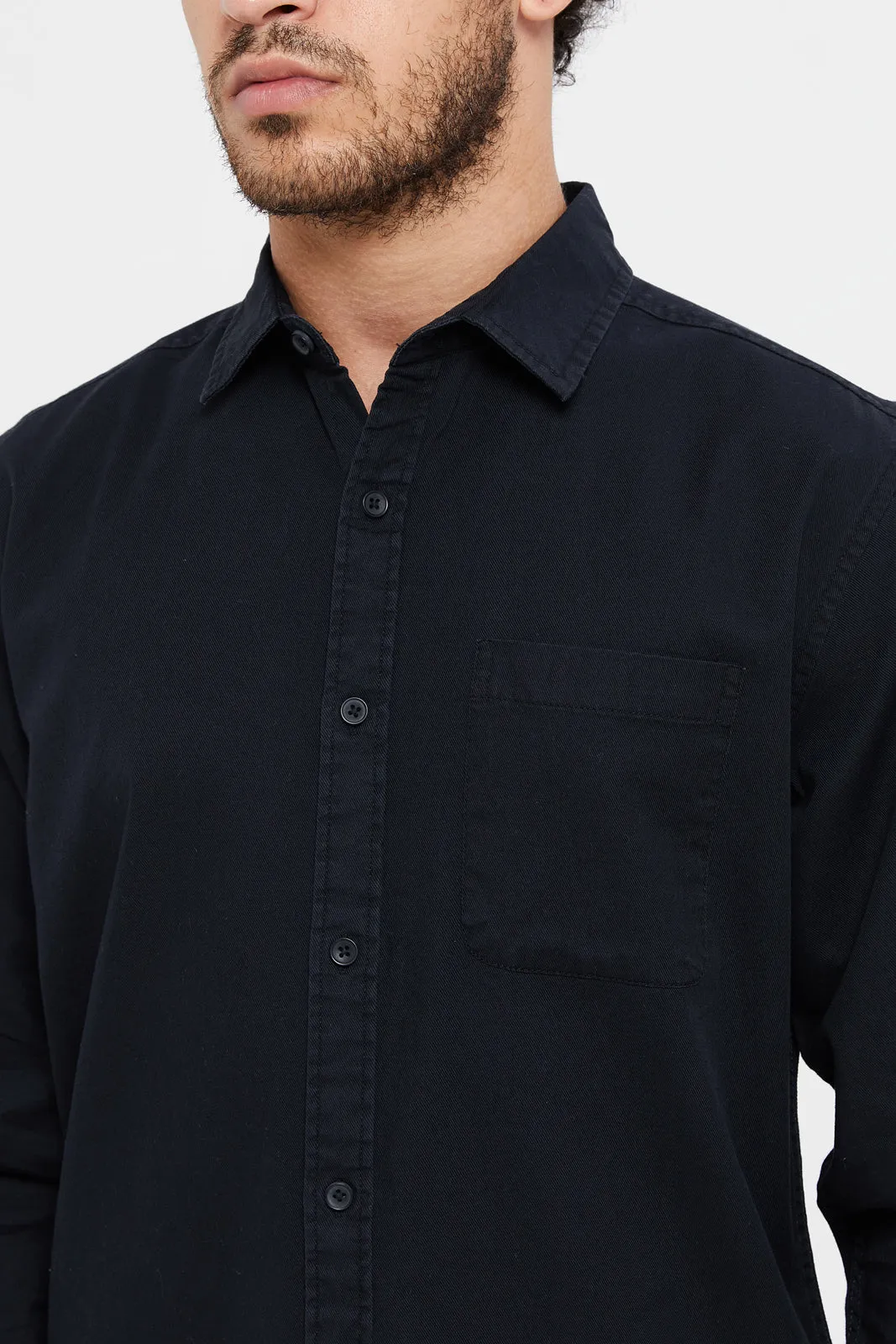 Men Black Cotton Shirt