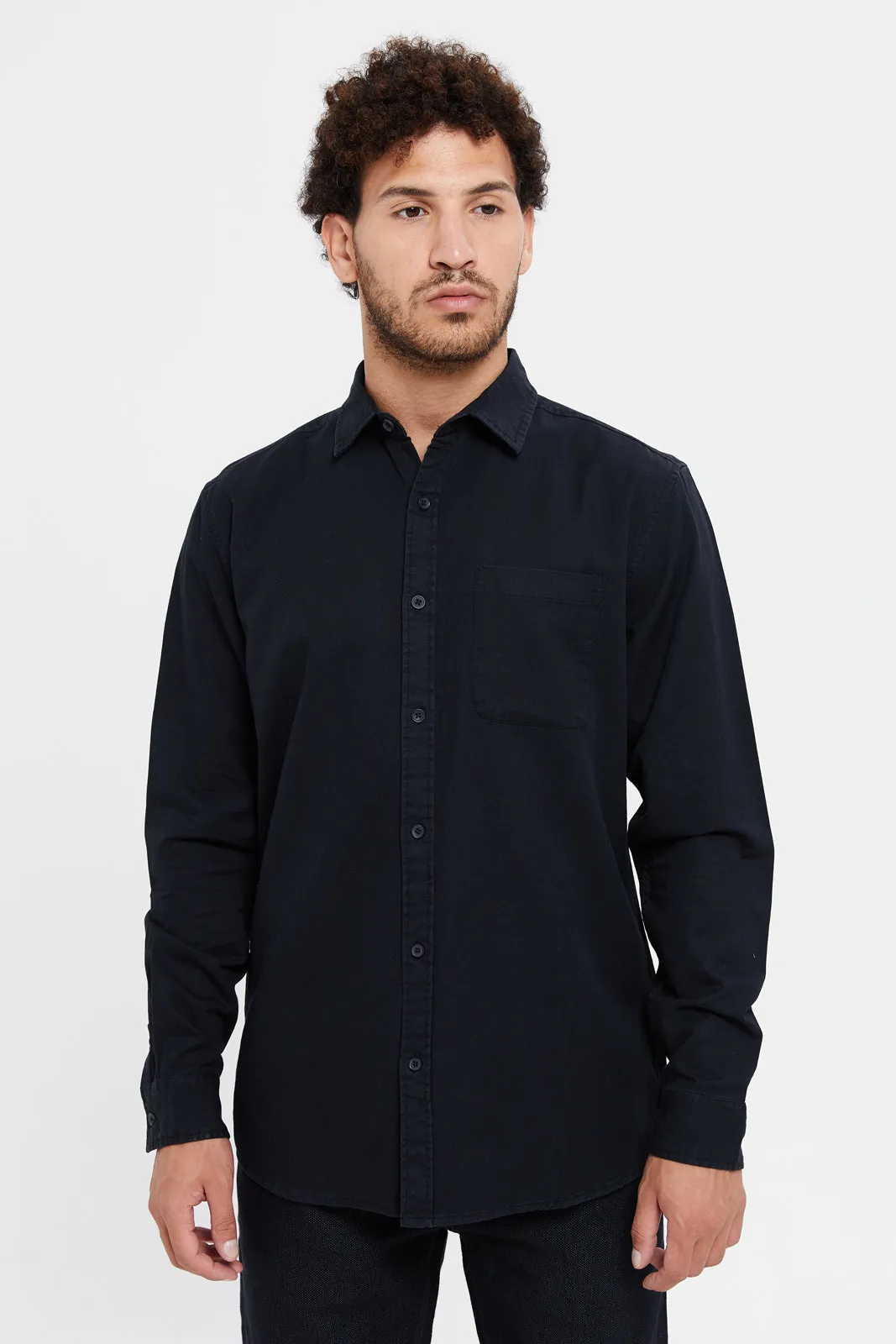 Men Black Cotton Shirt