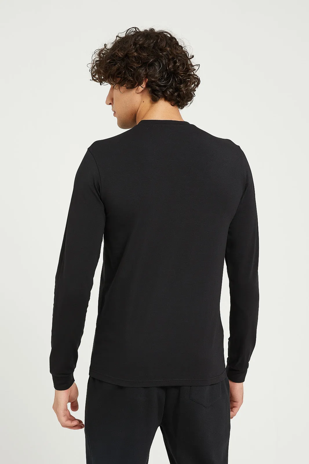 Men Black Stretch Printed T-Shirt