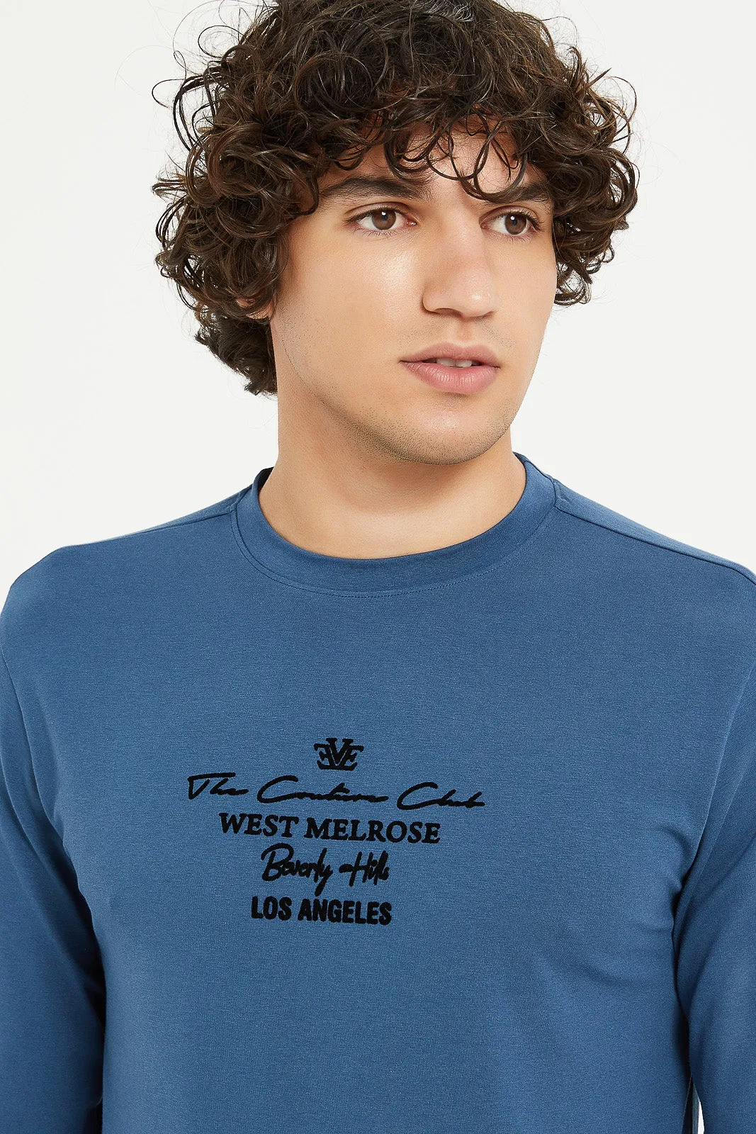 Men Blue Stretch Printed T-Shirt