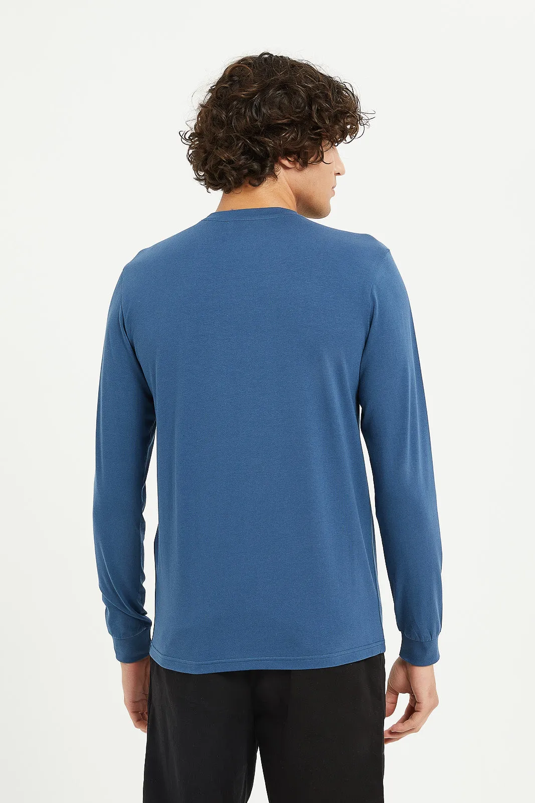 Men Blue Stretch Printed T-Shirt