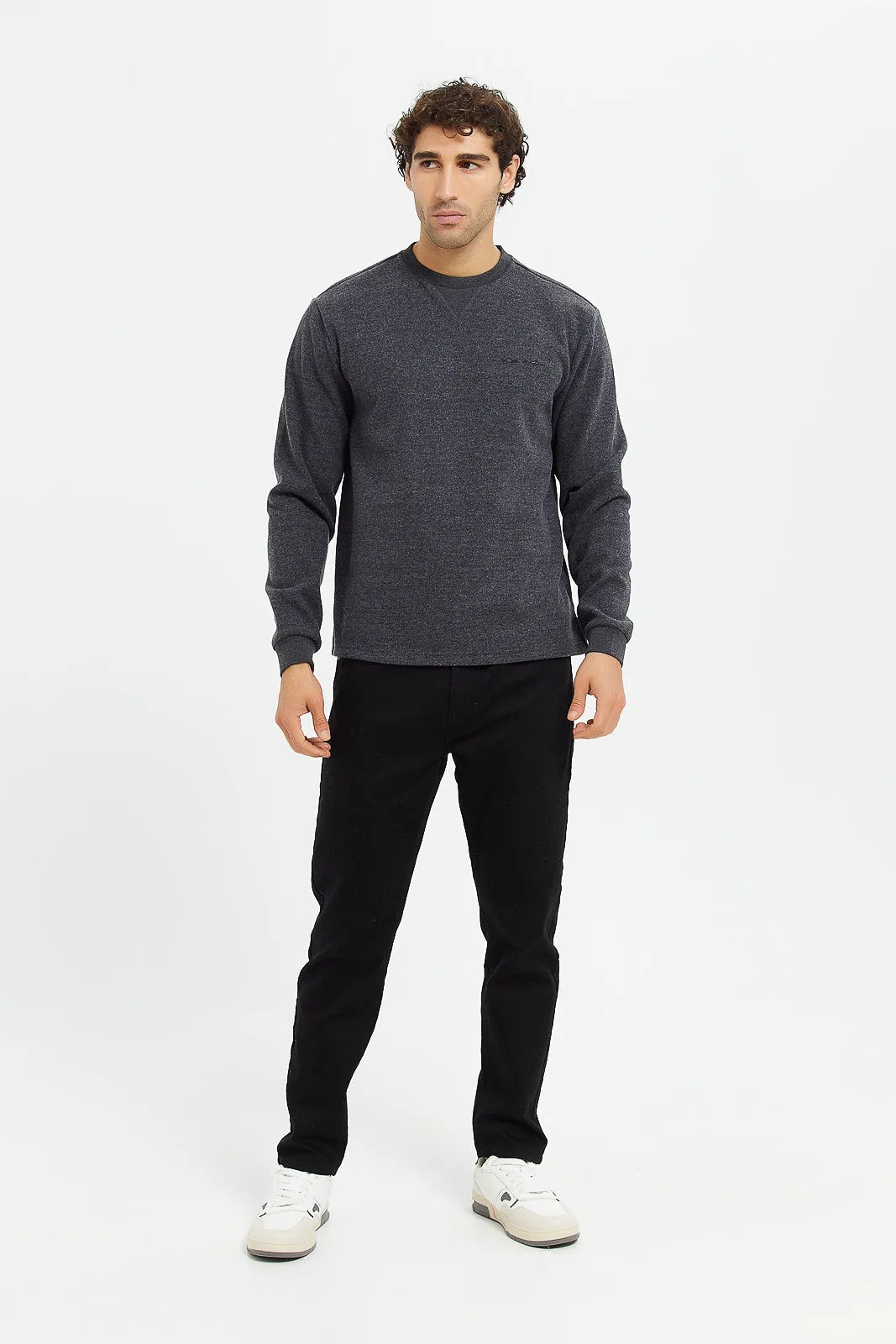 Men Charcoal Basic Sweatshirt