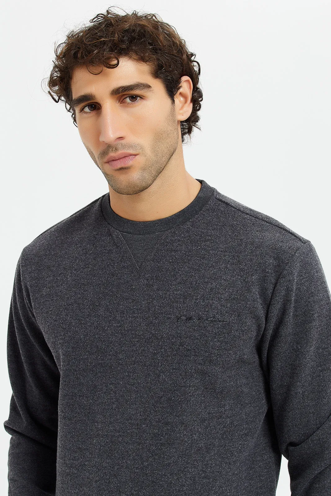 Men Charcoal Basic Sweatshirt