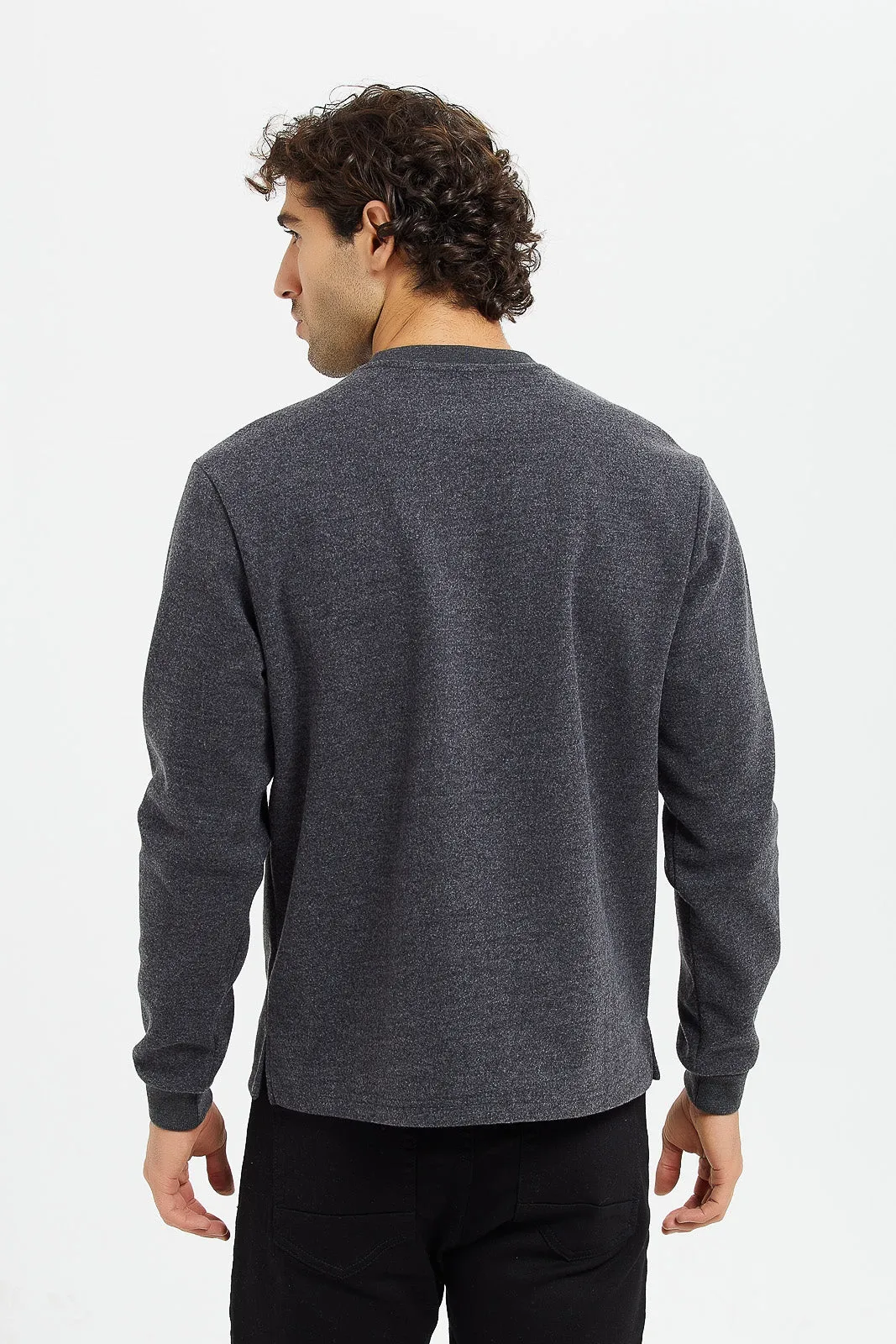 Men Charcoal Basic Sweatshirt